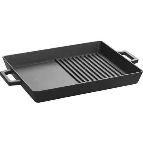 Cast Iron Grill Pan-Hybrid Metal Handle-26x32 cm - Striped - Gas Hob-hob and İnduction