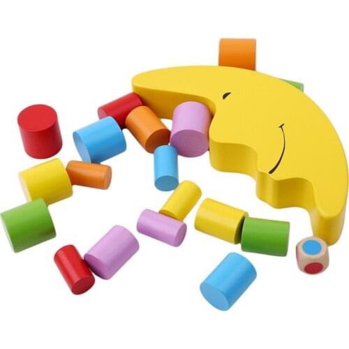 Wooden Blocks Toys Moon Balancing Frame Baby Early Learning Toy Montessori Teaching Aids Moon Balance Colorful Early Development
