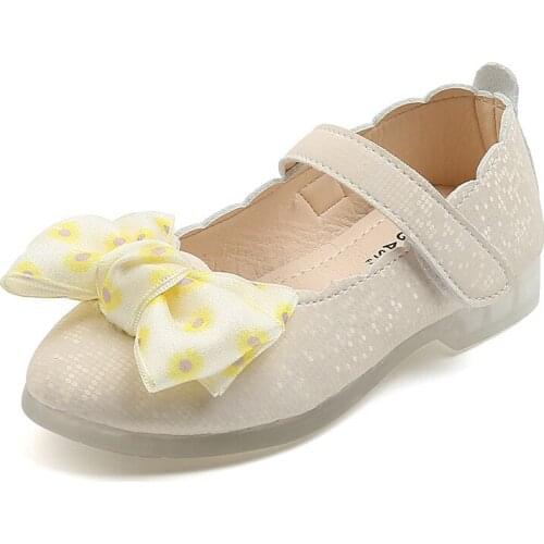 Girls Shoes Kids Flats Princess Soft Leather With Bow-knot Fashion Sweet Baby Girls Dress Shoes Bowtie High Quality 22-31 Party
