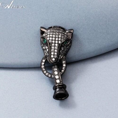 DIY Lion Panther Tiger Leopard Head Clasps & Hooks Copper Micro Pave Zirconia Animal Charm Beadwork Handmade Jewelry Making