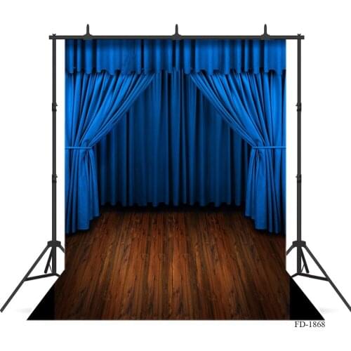 Blue Curtain Photography Background Wooden Floor Backdrop For Photo Shoot Children Perfume Cream Cloth Backdrops Photo Studio