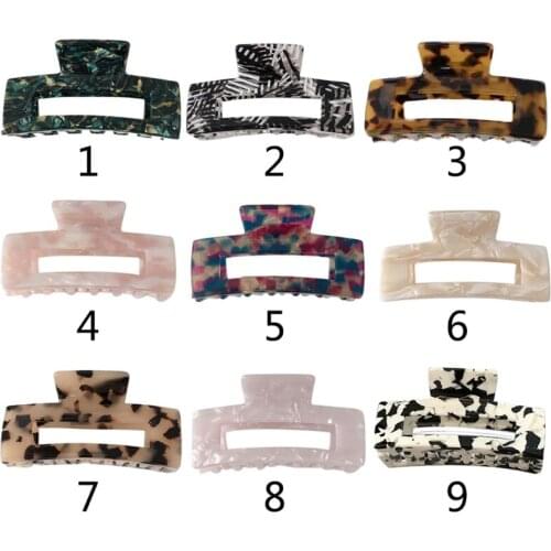 Korean Rectangle Cellulose Acetate Hair Claw Jaw Clips Hollow Out Tortoise Shell Barrettes Banana Clips for Women Girls
