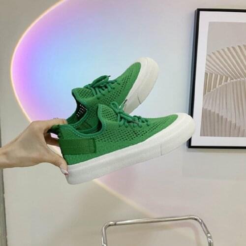 Summer Hot Sale College Wind Mesh Cloth Breathable And Comfortable Thick-Soled Lace-Up Solid Color Ladies Casual Sports Shoes