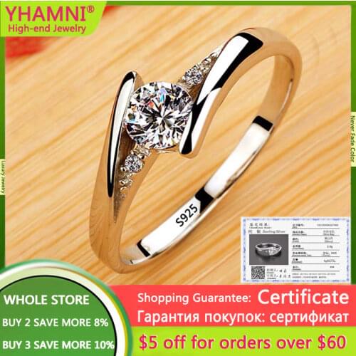 Cute Female Small Round Zircon Stone Ring Vintage 925 Sterling Silver Wedding Jewelry Promise Crystal Engagement Rings For Women