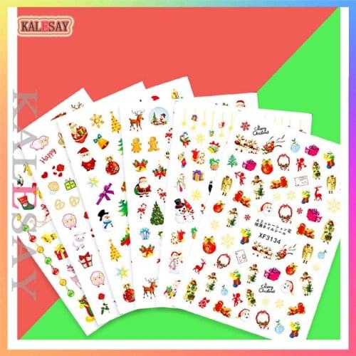 Cute Sheep Christmas Nail Art Sticker Decoration Candy Snowman Nail Decal for Manicure Sticker for Nails Design Santa Claus Gift