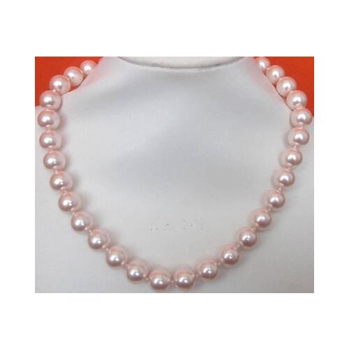 Fashion 10mm Light Pink South Sea Shell Pearl Round Beads Necklace 18