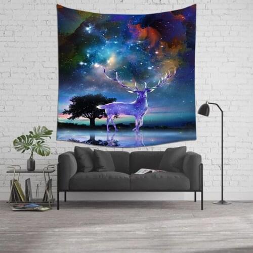 The Stars and The Mysterious Deer Tapestry Wall Hanging Tapestries Wall Blanket Wall Art for Living Room Bedroom Home Decor