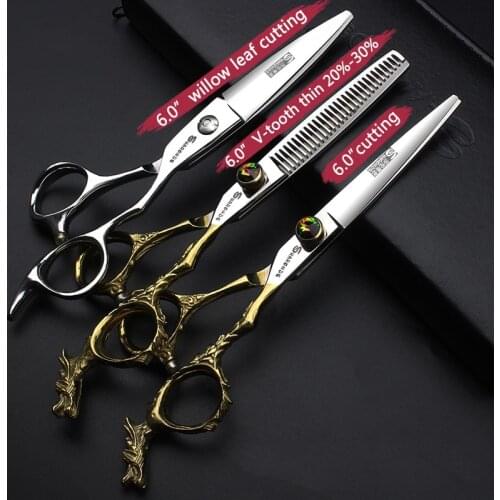 New Japan 440c 6 inch hairdressing scissors special hairdressing scissors set thin cut sharp and resistant to thin use haircuts