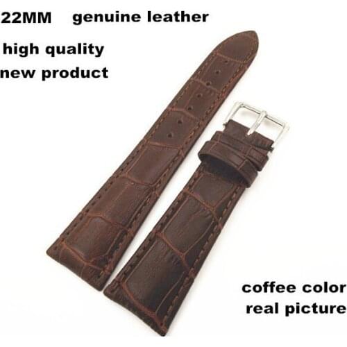 Wholesale 10PCS/lots High quality 22MM genuine cow leather Watch band watch strap coffee color -3254