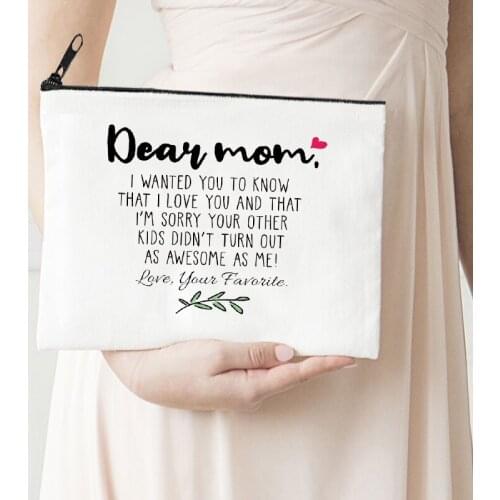 Mother Day Gift Makeup Bag Women Cosmetic Pouch Canvas Reusable Lipstick Bag Mama Love Travel Toiletry Bags Storage Purse