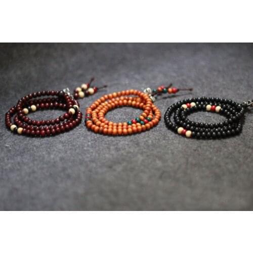 Tibetan Buddhism 108 Wood Prayer Bead Vajra tassels Mala Necklace