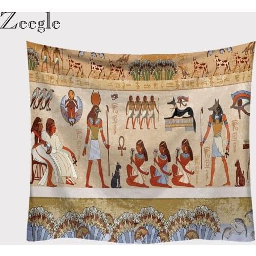 Zeegle Creative Egypt Wall Tapestry Carpet Microfiber Art Carprt for Living Room Home Decoration Printed Fabric Wall Tapestry