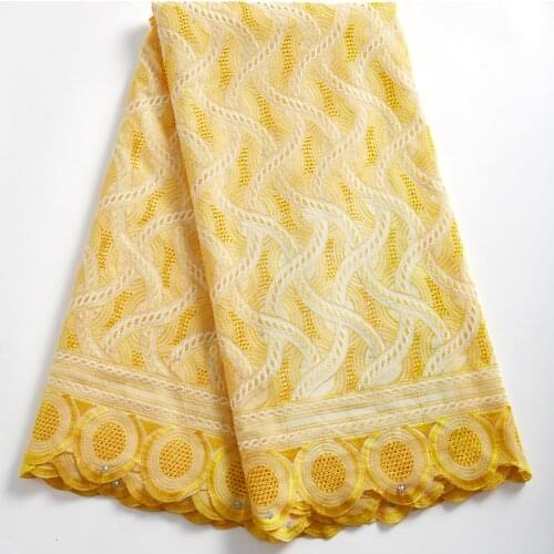 Zhenguiru High Quality Yellow African Fabric Lace 2021 Swiss Voile Lace Nigeria Sewing Accessories For Women Wedding Dress A2342
