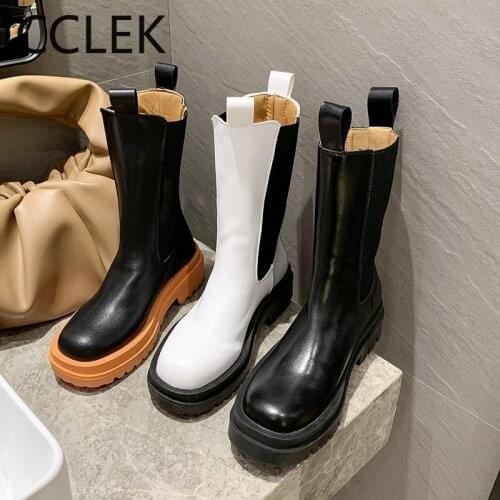 Women Chunky Heel Ankle Boots Spring Brand Designer Chelsea Boots Female Platform Boots Lasdies Fashion A097