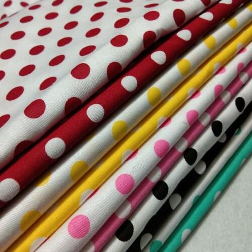 Pretty 10pcs Mixed Colors Big Polka Dot Printed 100% Cotton Fabric 24x25cm Small Size Bundle For DIY Sewing Deocration