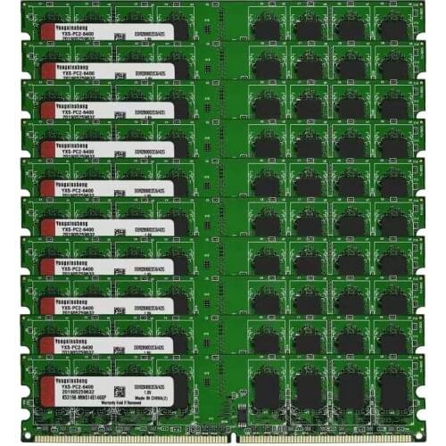10pcs Bulk/Lot DDR2 2GB 800Mhz PC2-6400 DIMM Desktop RAM 240Pin 1.8V NON ECC computer 2gb ram Random chips