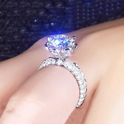 100% 14K Gold ring Moissanite Diamond Ring Wedding ring 2ct D color VVS With national certificate