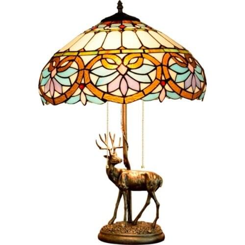 16 inch European retro Baroque love lamp TIFFANY GLASS living room dining room bedroom bar decoration elk table lamp