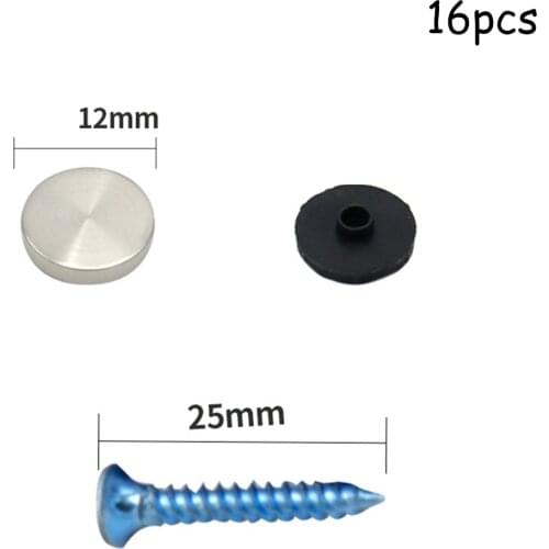 16pcs Threaded Chrome Dome Screw Snap Cap Covers Electroplated Mirror Display Hangers Stainless Steel 12mm