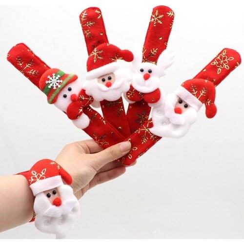 3PC Chrismas Patted Circle Christmas Bracelet Gifts New Year Party Childrens Toys Santa Wrist Clap Circle Snowman Elk Snap Ring