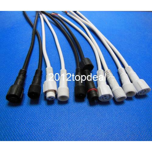 5pairs 2pin 3pin 4pin White/Black Waterproof LED Strip Connector Cable Male Female IP66