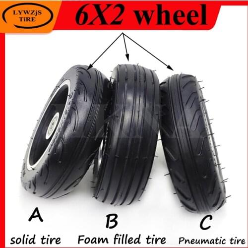 6 Inch Wheel 6x2 Pneumatic Tire Wheel for Mini Electric Scooter Fast Wheel F0 6X2 Solid Tire Wheel