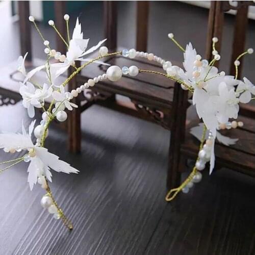 White Yarn Butterfly Girl Headband Hair Jewelry Rhinestone Women Prom Tiaras Headpiece Women Wedding Hair Piece Accessories