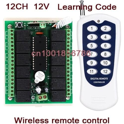 Free shipping 12V 12CH RF Wireless Remote Control Switch system /transmitter and Receiver/ Learn Code 8 Kinds Work Way