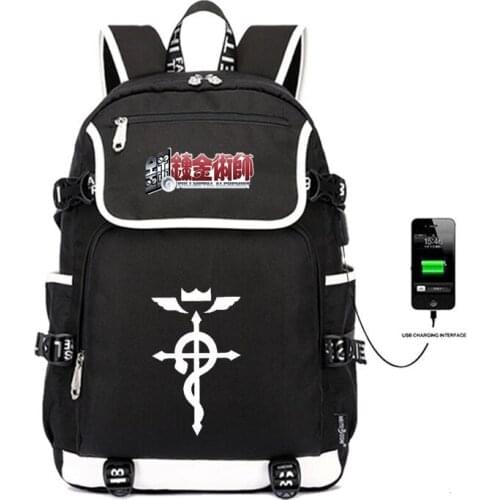 Fullmetal Alchemist Designer Bookbag 15.6 inch laptop backpack for Women Men School Bag Female Male Travel Mochila