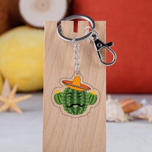 Double sided transparent variety cactus Acrylic Cool Planet ornament lovely pendant Keychain