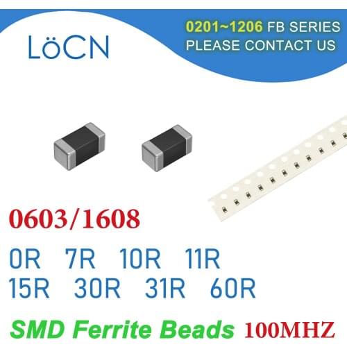 4000PCS 0603/1608 100MHZ SMD Ferrite Beads 0R 7R 10R 19R 26R 30R 31R 36R Chip Inductor Multilayer 25% High Quality