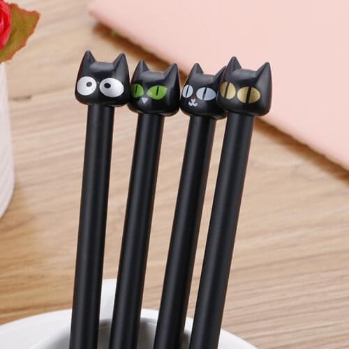 1Pcs Cute Kawaii Black Cat Gel Pen Writing Stationery School Office Supply 0.5mm Pretty Lovely Cartoon Gel Pens