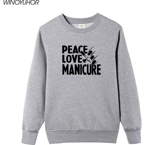 Manicure Lover Hoodies Women Winter Fashion Style Long Sleeve Tops Ladies Gift Sweatshirts Hip Hop Round Neck Pullovers