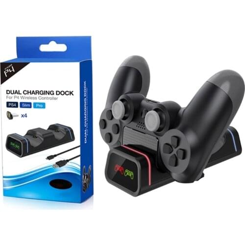 M5TD Controller Charging Station with 2 Micro USB Charging Dongle Dual Charging Dock Compatible with PS4 Slim / Pro