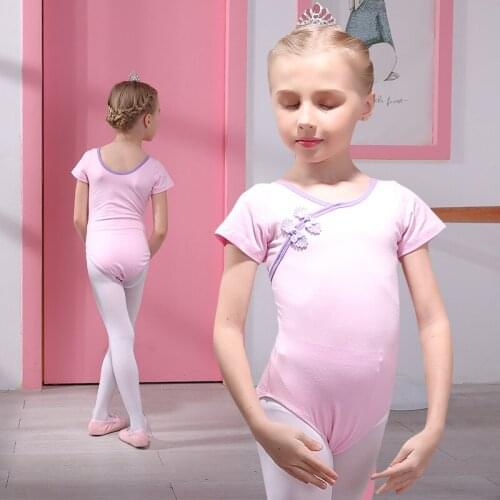 Summer Kids Ballet Leotard Gymnastics Clothes Ballet Dance Costume Dancing Wear Short Sleeve Bodysuit Ballet Cotton Ventilation