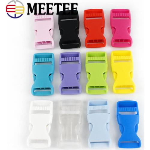 Meetee 100pcs 15/20/25mm Plastic Release Buckle Color Hook Clip Safety Pet Collar for Outdoor Backpack Belt Luggage Accessories