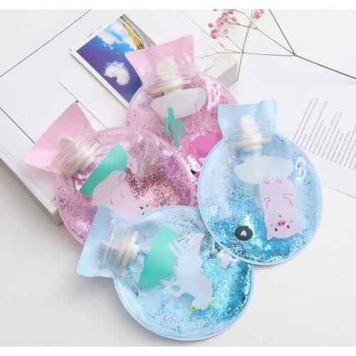 Cute Transparent Hot Water Bottle Warm Belly Treasure Cartoon Hand Warmer Filled Mini Explosion-proof Portable Hot Water Bags