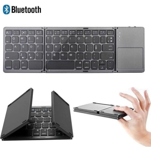 Mini Wireless Bluetooth Keyboard Rechargeable Foldable Keyboard with Touchpad Mouse for Android Windows PC Laptop Tablet