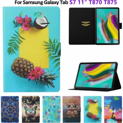 Fashion Flip TPU Card Slot Cases For Samsung Galaxy Tab S7 11" 2020 Stand Tablet Cover For samsung Tab SM-T870 T875 Case Funda