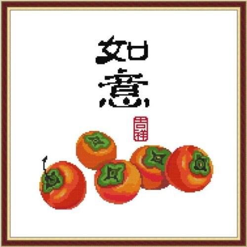 Persimmon cross stitch kit aida 14ct 11ct count print canvas cross stitches needlework embroidery DIY handmade