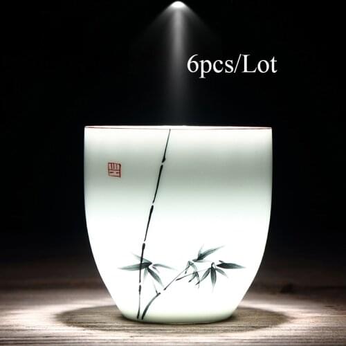 LUWU 6pcs ceramic tea cup set handpainted teacups porcelain cup chinese tea set drinkware 150ml