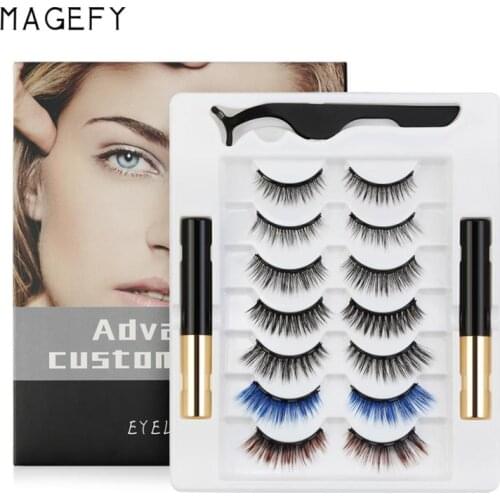 Handmade Natural Makeup Magnetic False Eyelashes Thick Fake False Eyelashes With Eyelash Tweezers Magnetic Eyeliner TSLM1