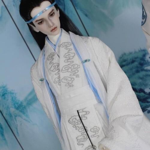 The Untamed Lan Wangji Wang Yibo White Suit BJD Clothes Custom Made 70cm 1/3 Male Boy bjd Chinese Costume Doll Accessories