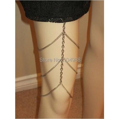 WHOLESALE 5PCS/LOT SILVER COLOUR LEG CHAINS 3 LAYERS BODY CHAINS JEWELRY 3 COLORS
