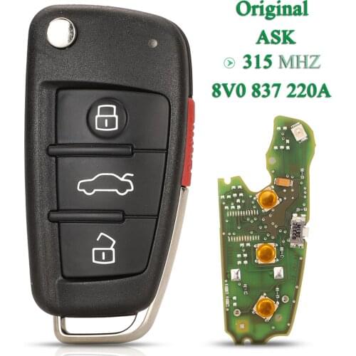 Bilchave Original Factory For Audi A3q Q3 Fob 3+1 Buttons 315MHz 8V0 837 220A Flip Remote Smart Control Car Key Replacement