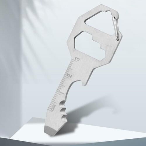 Portable Stainless Steel EDC Gear Multi Tool with Buckle Keychain Bottle Opener Wrench Screwdriver Outdoor Survival Gadget