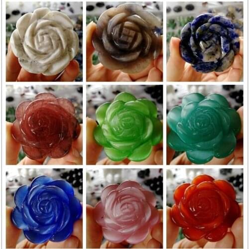 1pcs natural crystals decor камни flower halloween gift stones and crystals home decoration,rose quartz ,cat eye ,howlite,dra