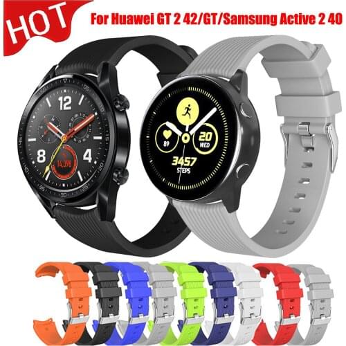20/22mm Watch Band For Samsung Galaxy Watch 46/42/active 2 40 Strap Huawei GT 2 Silicone Watchband Bracelet Gear S3 Frontier/S2