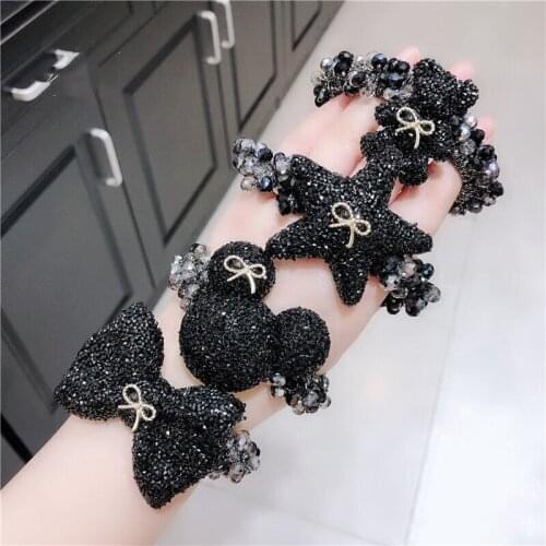 Women Girl Hair Ties Elastic Bands Bear Star Flower Floral Zircon Bow Knot Scrunchies Korean Head Accessories Wholesale