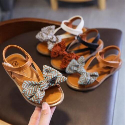 Disney girls sandals 2021 summer new bow princess shoes cuhk childrens soft bottom beach shoes